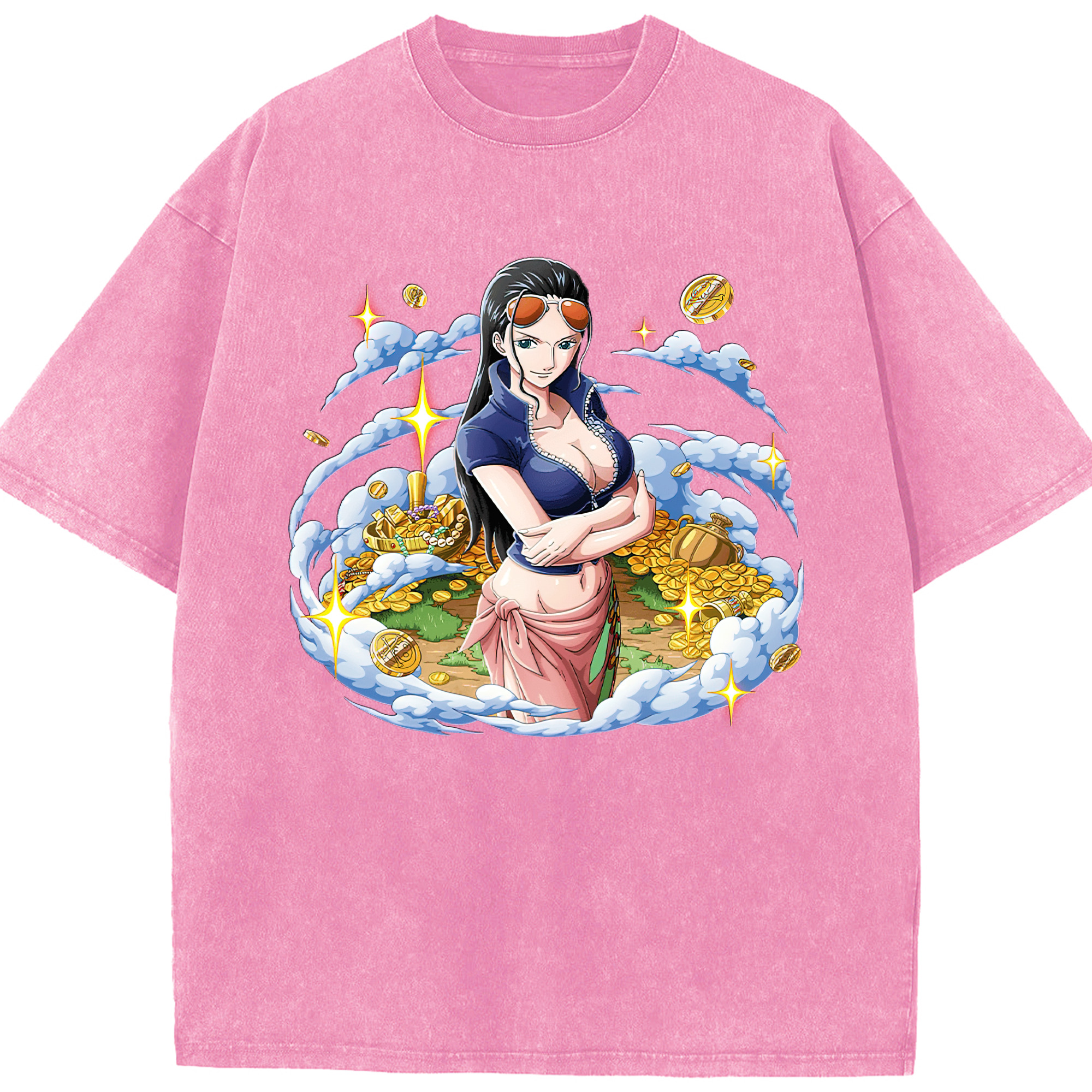 ワンピース ニコ・ロビン ONE PIECE Nico Robin 綿100% ヴィンテージ風 半袖Tシャツ（フロントプリント）